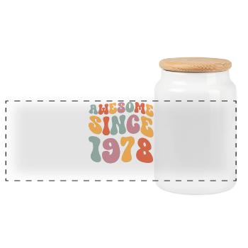 1978 Anniversaire de naissance Groovy Vintage Retro - Boîte à biscuits avec couvercle en bois - blanc - Devant