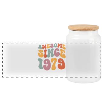1979 Anniversaire de naissance Groovy Vintage Retro - Boîte à biscuits avec couvercle en bois - blanc - Devant