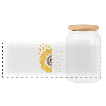 I Am This Mother Motivational Sunflower Geschenk - Panorama Keksdose mit Holzdeckel - Weiß - Vorne