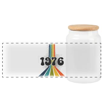 1976 Anniversaire né Groovy Vintage Retro - Boîte à biscuits avec couvercle en bois - blanc - Devant