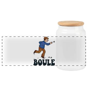 Boules player Boules ball for Bouler Petanque Boule - Panoramic Cookie Jar with Wooden Lid - white - Front