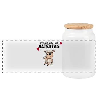 Vatertag - erster Vatertag Geschenk - Panorama Keksdose mit Holzdeckel - Weiß - Vorne