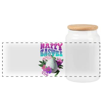 Joyeux Easter Easter Egg Floral - Boîte à biscuits avec couvercle en bois - blanc - Devant