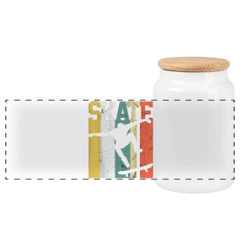 Skate Skateboarder Geschenk Skateboard Retro - Panorama Keksdose mit Holzdeckel - Weiß - Vorne