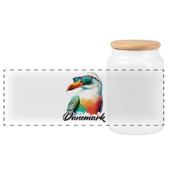 Danemark vacances mouette colorée fraîche avec des lunettes de soleil - Boîte à biscuits avec couvercle en bois - blanc - Devant