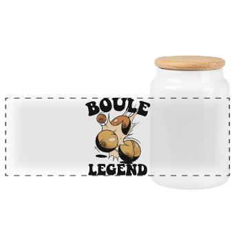 Boulespieler Boulekugel für Bouler Petanque Boule - Panorama Keksdose mit Holzdeckel - Weiß - Vorne
