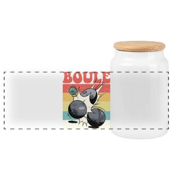 Boulespieler Boulekugel für Bouler Petanque Boule - Panorama Keksdose mit Holzdeckel - Weiß - Vorne