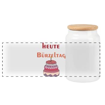 heute bürzeltag - Panorama Keksdose mit Holzdeckel - Weiß - Vorne