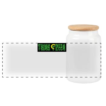 Pensez au logo à motif feuille verte - Boîte à biscuits avec couvercle en bois - blanc - Devant