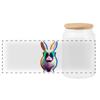 cooler Hase - Glitch Effekt Kaninchen - Panorama Keksdose mit Holzdeckel - Weiß - Vorne