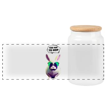 Easter Bunny - Too Hip to Hop - Panoramic Cookie Jar with Wooden Lid - white - Front