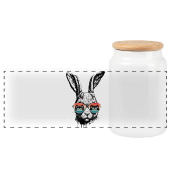 Retro Gaming Hase Mit Sonnenbrille Ostern Geschenk - Panorama Keksdose mit Holzdeckel - Weiß - Vorne