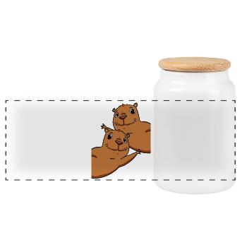 Capybara Wasserschwein - Panorama Keksdose mit Holzdeckel - Weiß - Vorne