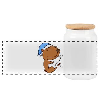 Capybara Wasserschwein - Panorama Keksdose mit Holzdeckel - Weiß - Vorne