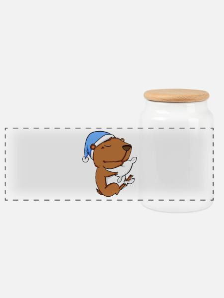 Capybara Wasserschwein - Panorama Keksdose mit Holzdeckel - Weiß