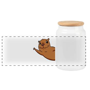 Capybara Wasserschwein - Panorama Keksdose mit Holzdeckel - Weiß - Vorne