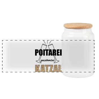 Poitarei gezähmtes Katzal-Polterei gezähmte Katze - Panorama Keksdose mit Holzdeckel - Weiß - Vorne