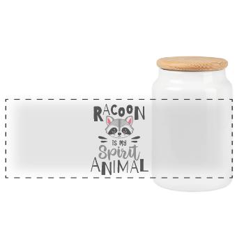 Racoon Is My Spirit Animal - Panoramic Cookie Jar with Wooden Lid - white - Front