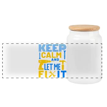 Keep Calm and Let Me Fix It DIY - Panoramic Cookie Jar with Wooden Lid - white - Front
