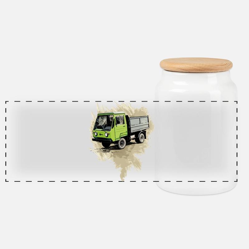 Multicar 25 - Panorama Keksdose mit Holzdeckel - Weiß