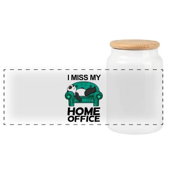 Home Office Miss Humor Funny - Panoramic Cookie Jar with Wooden Lid - white - Front