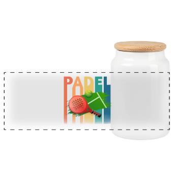Padel Tennis Retro Vintage - Panorama Keksdose mit Holzdeckel - Weiß - Vorne