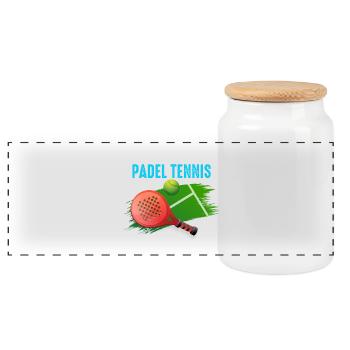 Padel Id Rather Be Playing Padel Tennis - Panoramic Cookie Jar with Wooden Lid - white - Front