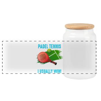 Padel I Dont Always Play Padel Tennis - Panoramic Cookie Jar with Wooden Lid - white - Front