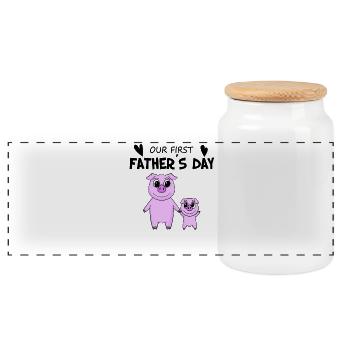 Father's Day - First Father's Day Gift - Panoramic Cookie Jar with Wooden Lid - white - Front