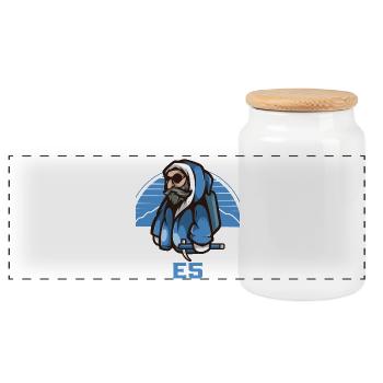 Alpenüberquerung E5 Alpenüberquerer - Panorama Keksdose mit Holzdeckel - Weiß - Vorne
