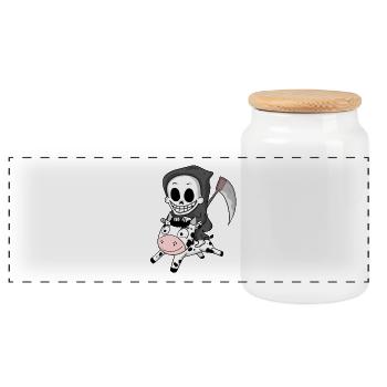 Grim Reaper Cow - Panoramic Cookie Jar with Wooden Lid - white - Front