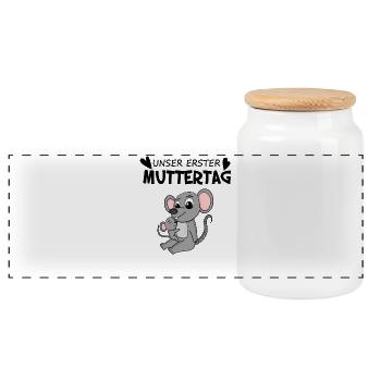 Muttertag - erster Muttertag Geschenk - Panorama Keksdose mit Holzdeckel - Weiß - Vorne