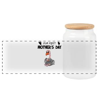 Fête des Mères - Premier cadeau de la fête des Mères - Boîte à biscuits avec couvercle en bois - blanc - Devant