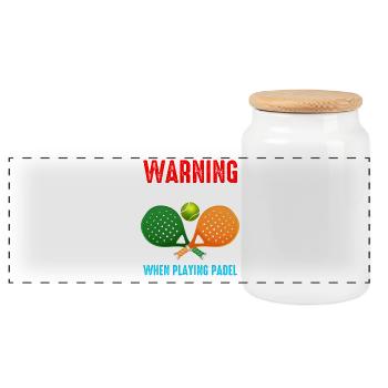 Avertissement Je ne peux pas rester calme quand je joue au padel - Boîte à biscuits avec couvercle en bois - blanc - Devant
