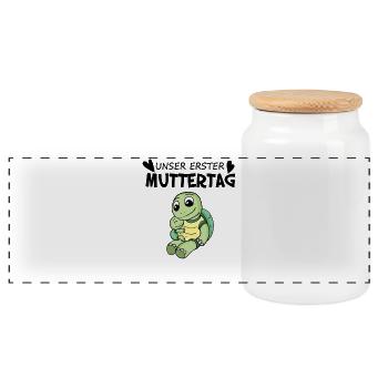 Muttertag - erster Muttertag Geschenk - Panorama Keksdose mit Holzdeckel - Weiß - Vorne