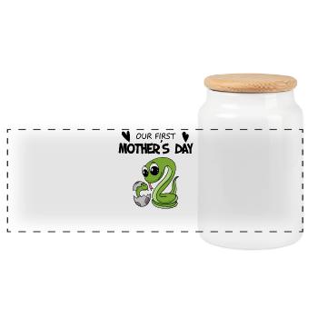 Fête des Mères - Premier cadeau de la fête des Mères - Boîte à biscuits avec couvercle en bois - blanc - Devant
