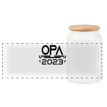 Opa 2023 - Opa werden - Opa Geschenk - Panorama Keksdose mit Holzdeckel - Weiß - Vorne