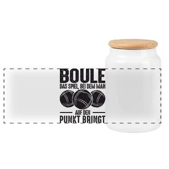 Boule Spruch Kugeln werfen Boccia Spiel Botcha - Panorama Keksdose mit Holzdeckel - Weiß - Vorne
