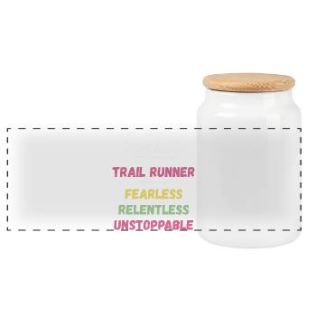 Coureur de trail - Intrépide. Implacable. Imparable. - Boîte à biscuits avec couvercle en bois - blanc - Devant