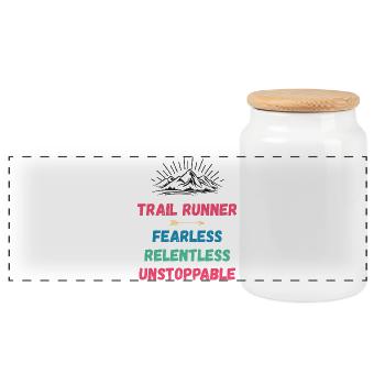 Coureur de trail - Intrépide. Implacable. Imparable. - Boîte à biscuits avec couvercle en bois - blanc - Devant