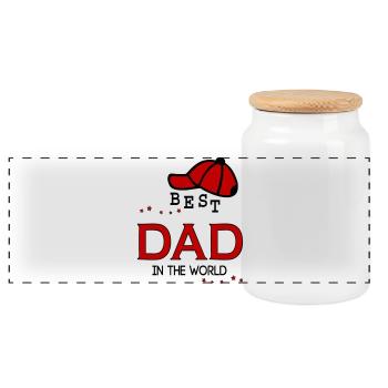 Papa, Papa, Fête des Pères - Boîte à biscuits avec couvercle en bois - blanc - Devant