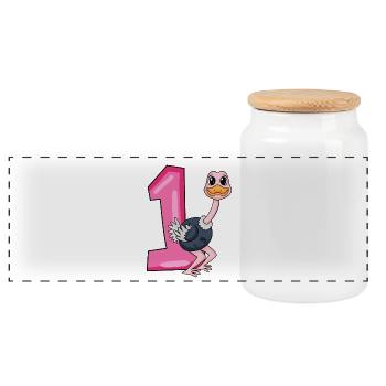 1 anniversaire 1 an avec motif animal - Un - Boîte à biscuits avec couvercle en bois - blanc - Devant