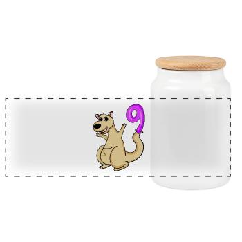 9 Birthday 9 years old with animal motif - nine - Panoramic Cookie Jar with Wooden Lid - white - Front