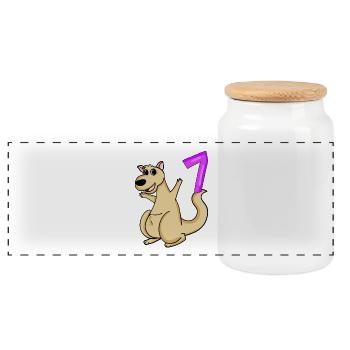 7 birthday 7 years old with animal motif - seven - Panoramic Cookie Jar with Wooden Lid - white - Front