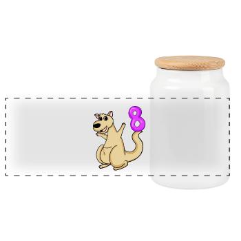 8 Birthday 8 years old with animal motif - eight - Panoramic Cookie Jar with Wooden Lid - white - Front