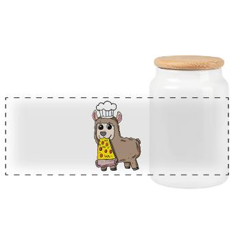 Gourmet Lama Pizza - Boîte à biscuits avec couvercle en bois - blanc - Devant