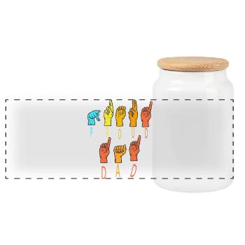 Papa fier Mains Arc-en-ciel - Boîte à biscuits avec couvercle en bois - blanc - Devant