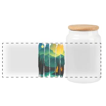Landschaft Lagerfeuer Wald - Panorama Keksdose mit Holzdeckel - Weiß - Vorne