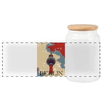 Fernsehturm Berlin The Place to be - Panoramic Cookie Jar with Wooden Lid - white - Front