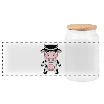 Vache fraîche avec des lunettes de soleil - Boîte à biscuits avec couvercle en bois - blanc - Devant